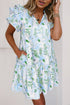 Floral Contrast Edge Layered Short Sleeve Mini Dress